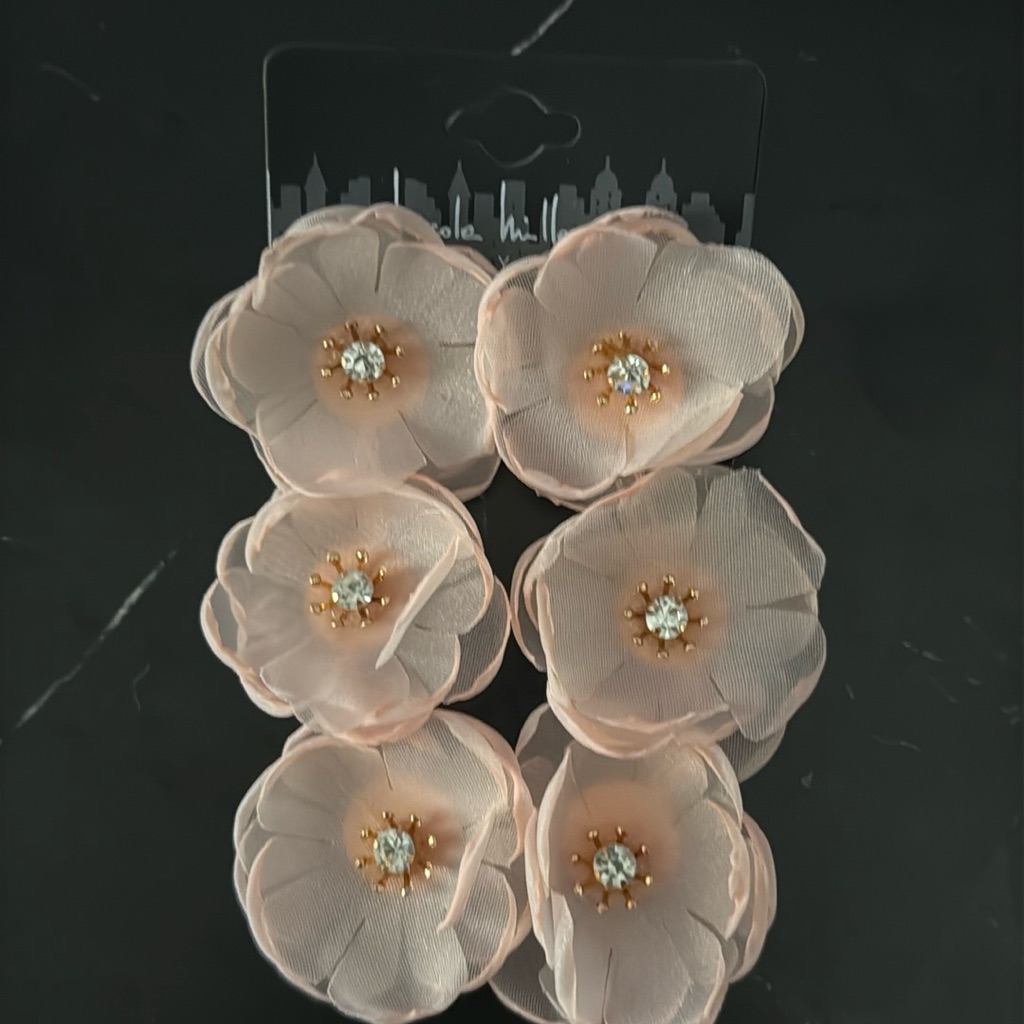 Nicole Miller Fabric Chiffon Floral Dangle Earrings 9$